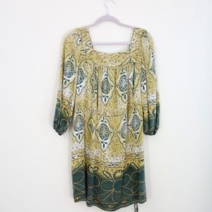 Silk Batik Midi Dress,  Boho Midi